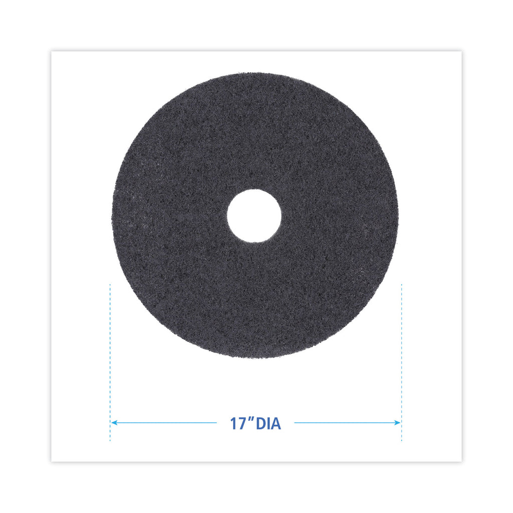 High Performance Stripping Floor Pads, 17" Diameter, Black, 5/Carton
