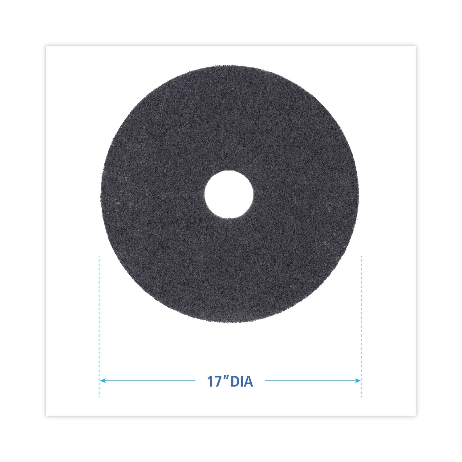 High Performance Stripping Floor Pads, 17" Diameter, Black, 5/Carton