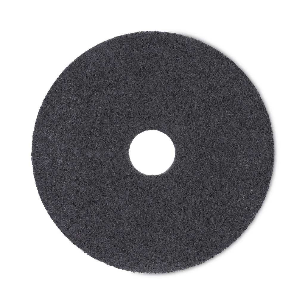 High Performance Stripping Floor Pads, 17" Diameter, Black, 5/Carton