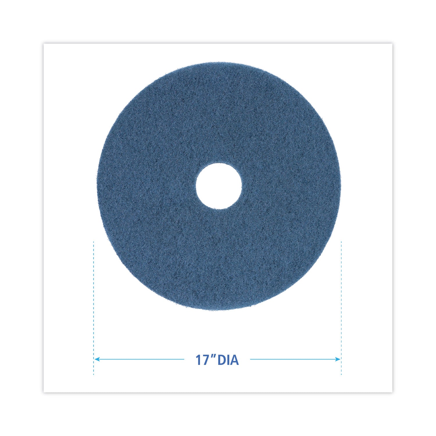 Scrubbing Floor Pads, 17" Diameter, Blue, 5/Carton - 2