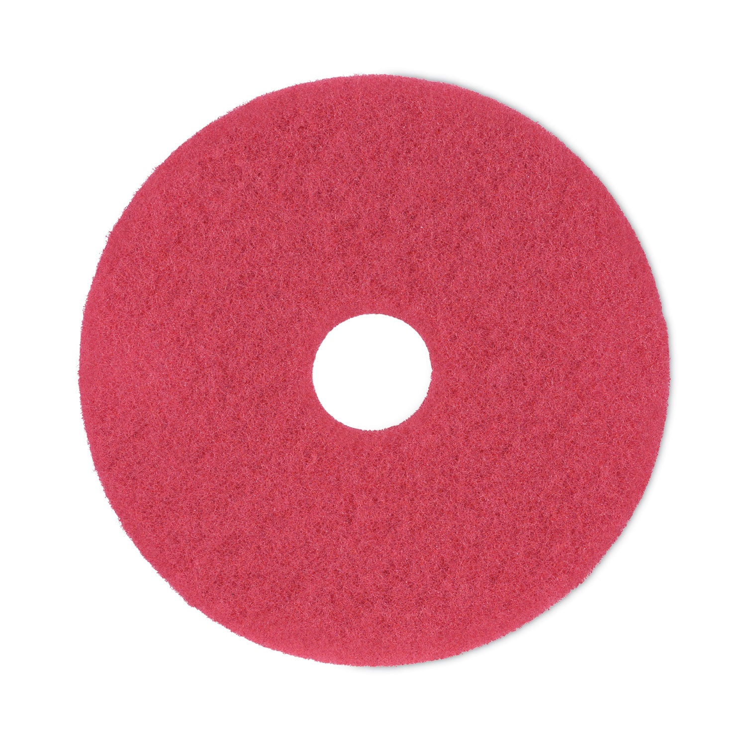 Buffing Floor Pads, 16" Diameter, Red, 5/Carton - 