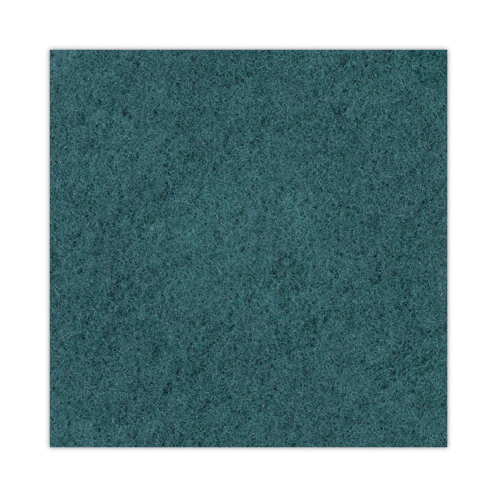 Heavy-Duty Scrubbing Floor Pads, 16" Diameter, Green, 5/Carton