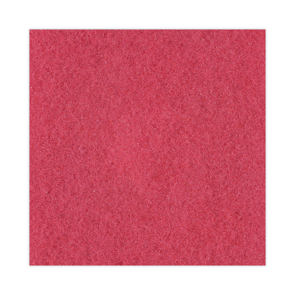 Buffing Floor Pads, 15" Diameter, Red, 5/Carton