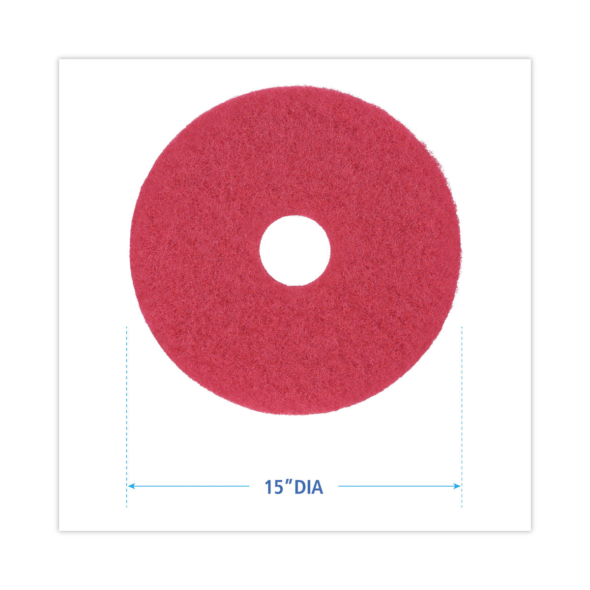 Buffing Floor Pads, 15" Diameter, Red, 5/Carton