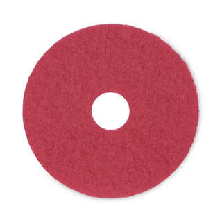 Buffing Floor Pads, 15" Diameter, Red, 5/Carton