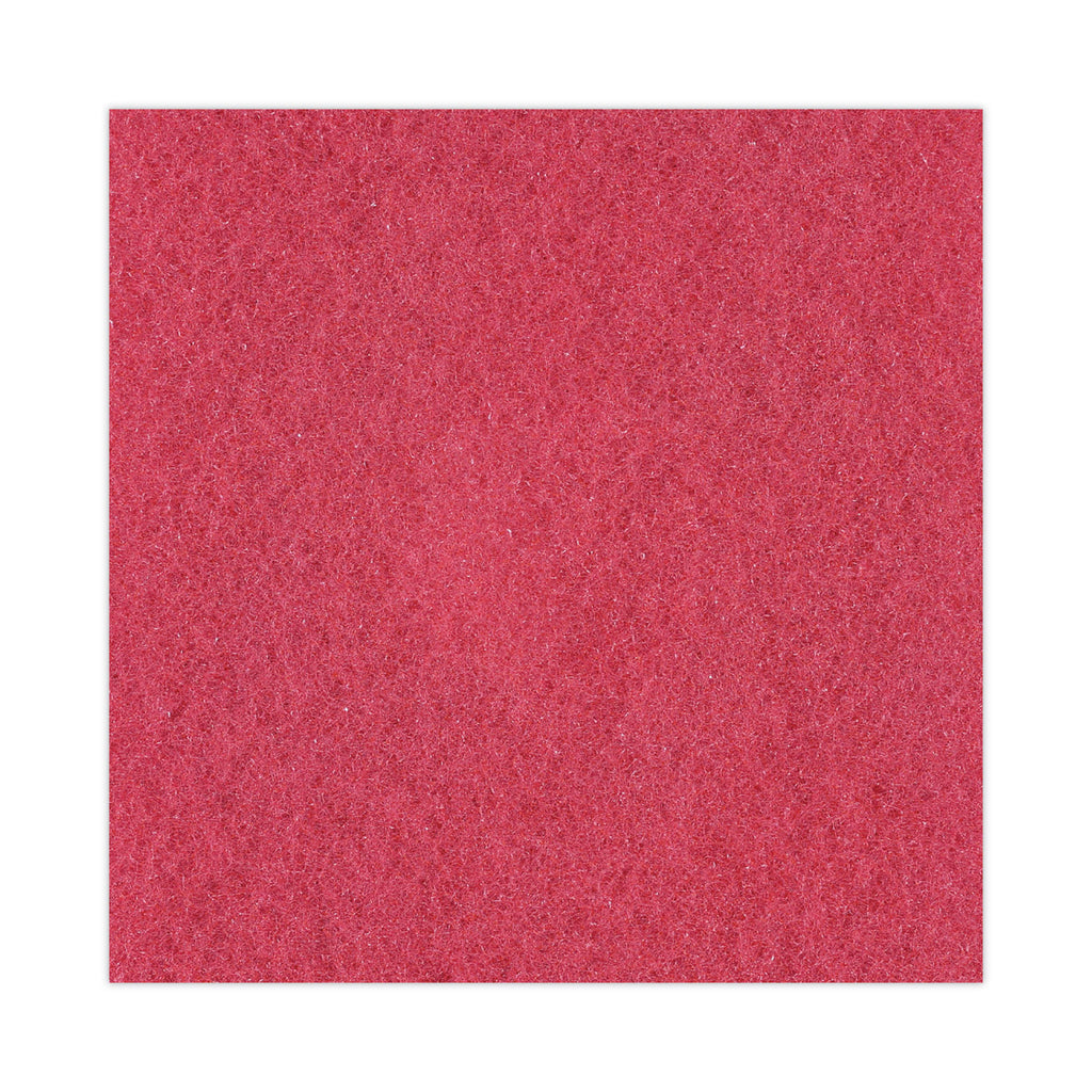 Buffing Floor Pads, 14" Diameter, Red, 5/Carton