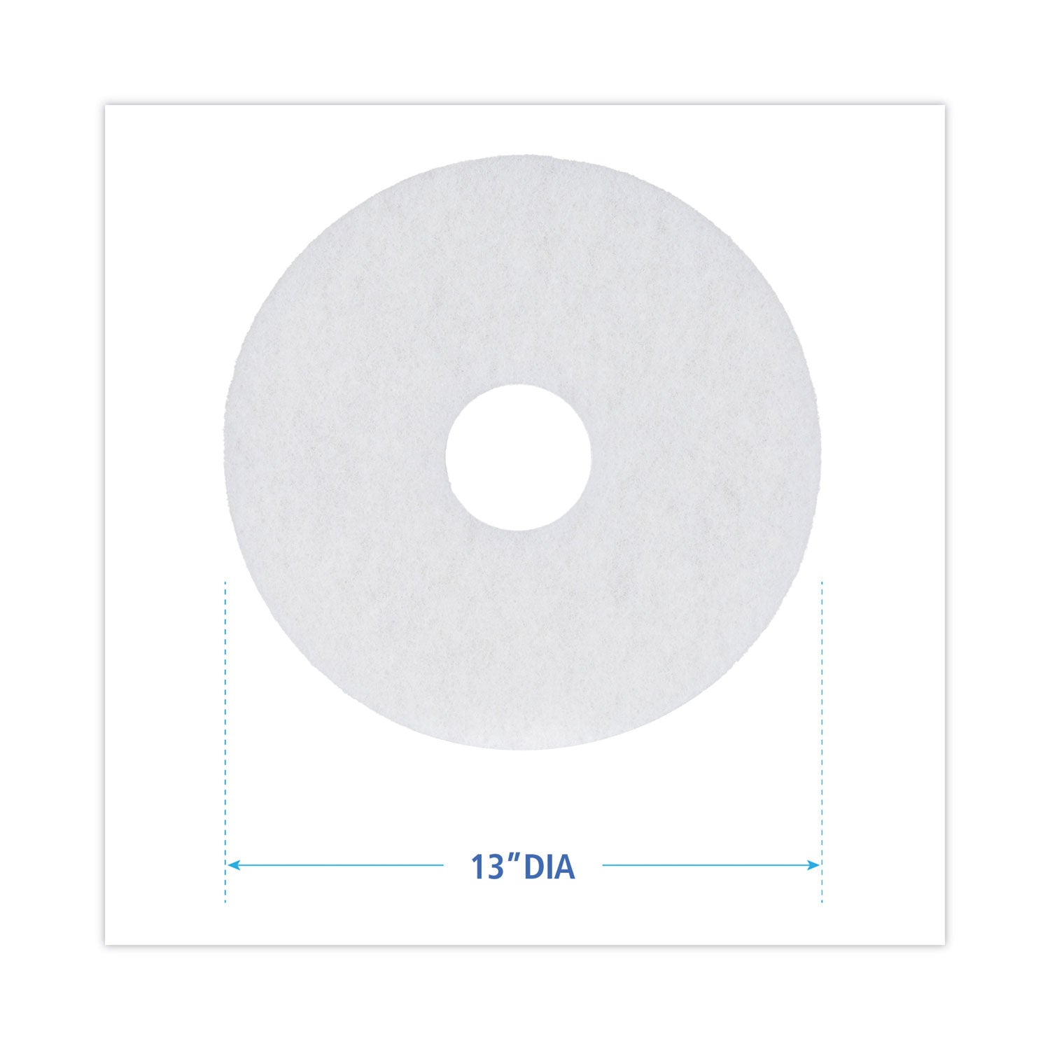 Polishing Floor Pads, 13" Diameter, White, 5/Carton - 