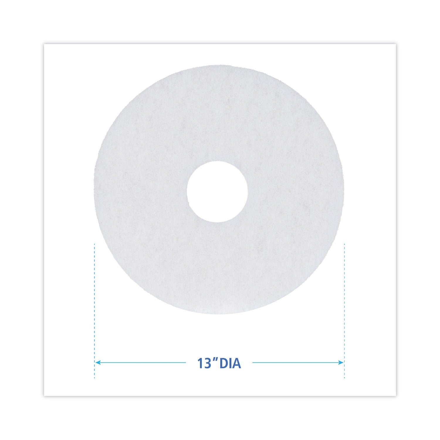 Polishing Floor Pads, 13" Diameter, White, 5/Carton