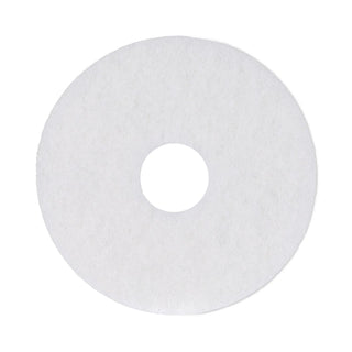 Polishing Floor Pads, 13" Diameter, White, 5/Carton
