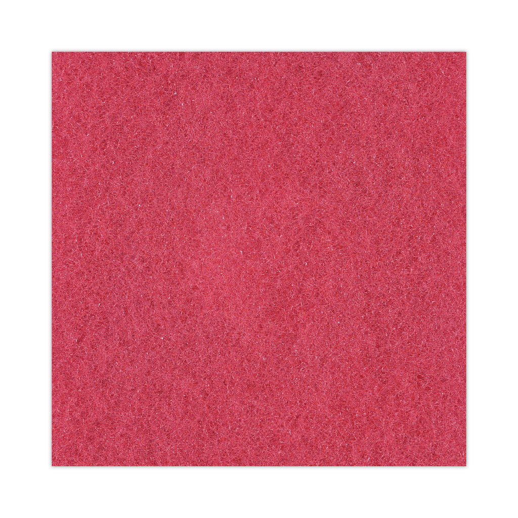 Buffing Floor Pads, 13" Diameter, Red, 5/Carton