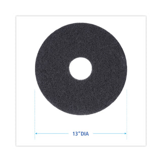 Stripping Floor Pads, 13" Diameter, Black, 5/Carton