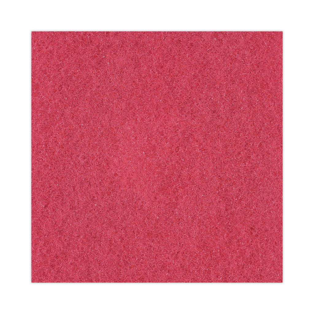 Buffing Floor Pads, 12" Diameter, Red, 5/Carton