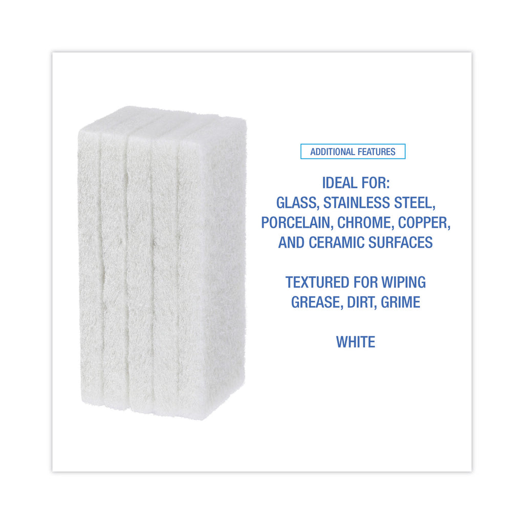 Light Duty Scour Pad, 4.63 x 10, White, 20/Carton