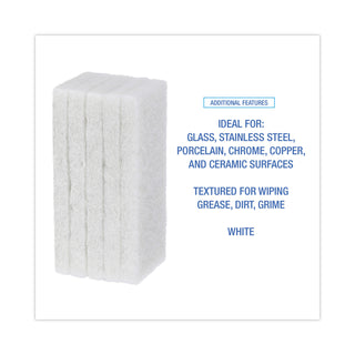 Light Duty Scour Pad, 4.63 x 10, White, 20/Carton
