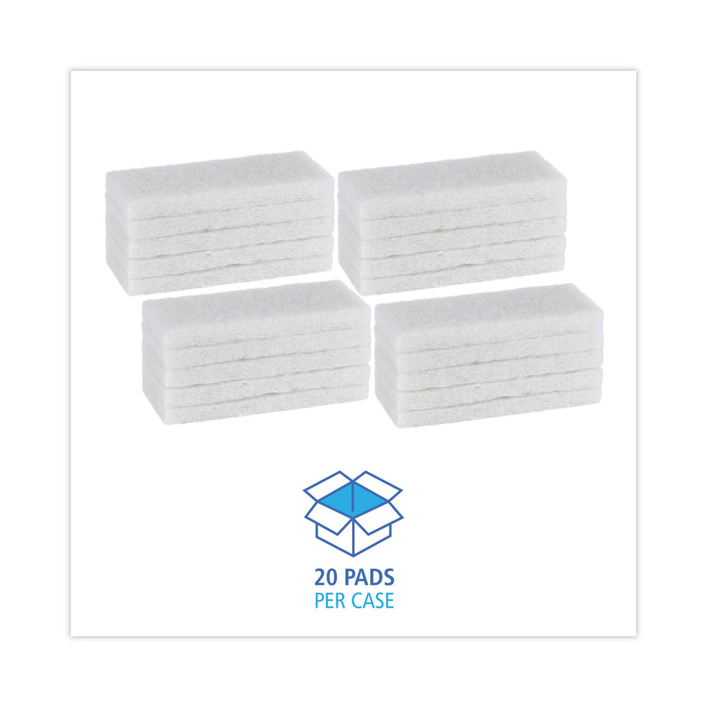 Light Duty Scour Pad, 4.63 x 10, White, 20/Carton