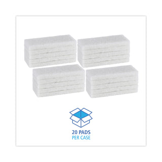 Light Duty Scour Pad, 4.63 x 10, White, 20/Carton