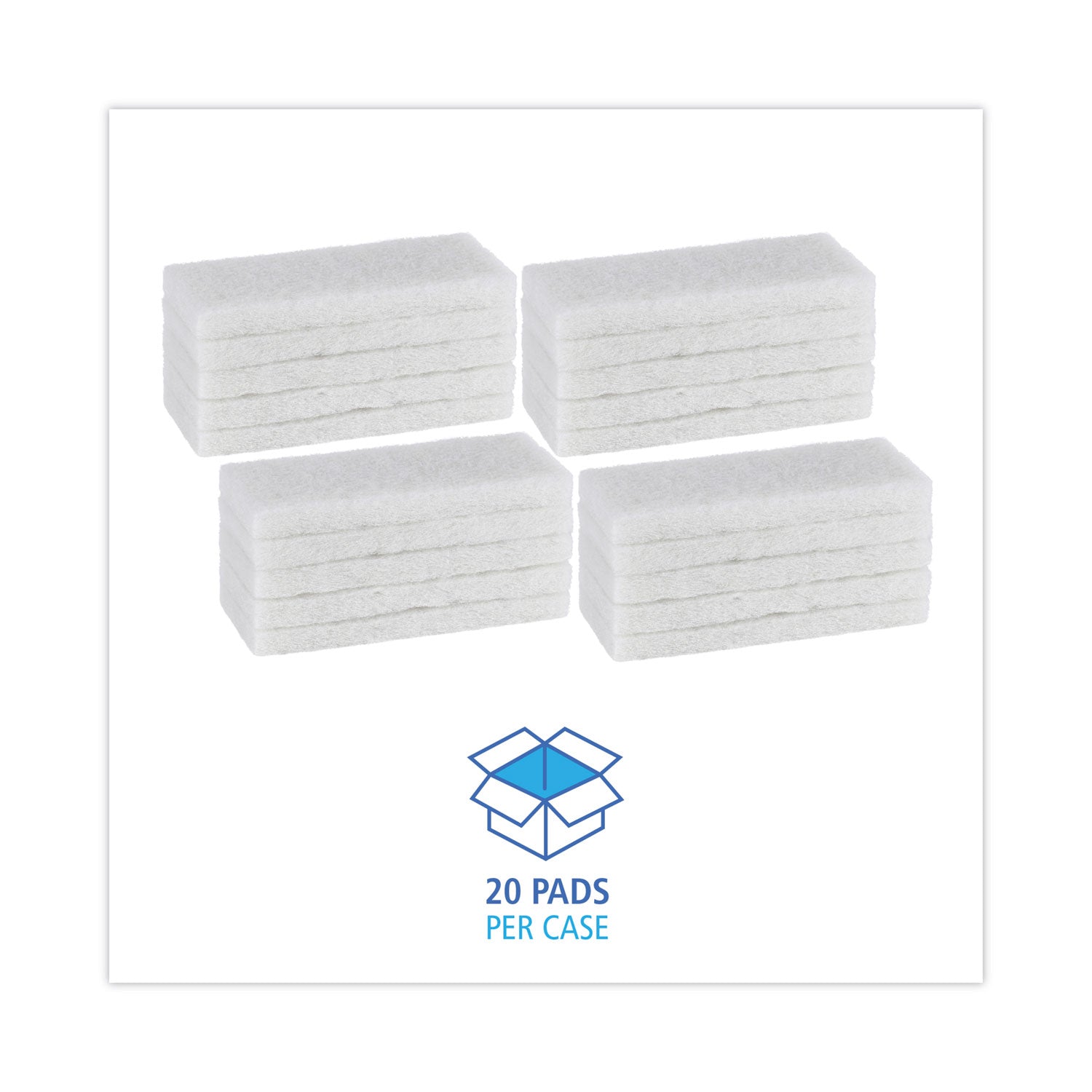 Light Duty Scour Pad, 4.63 x 10, White, 20/Carton