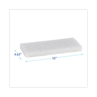 Light Duty Scour Pad, 4.63 x 10, White, 20/Carton