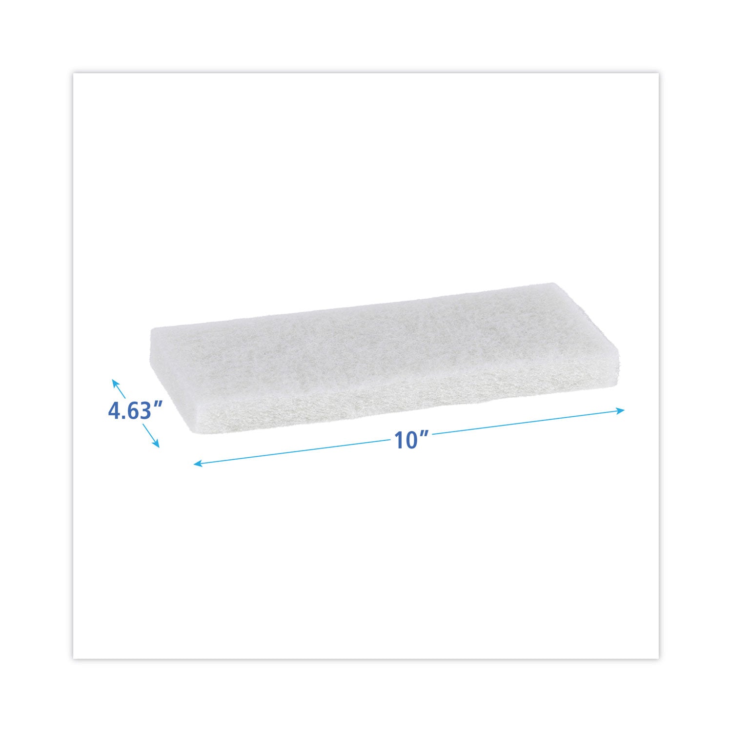 Light Duty Scour Pad, 4.63 x 10, White, 20/Carton