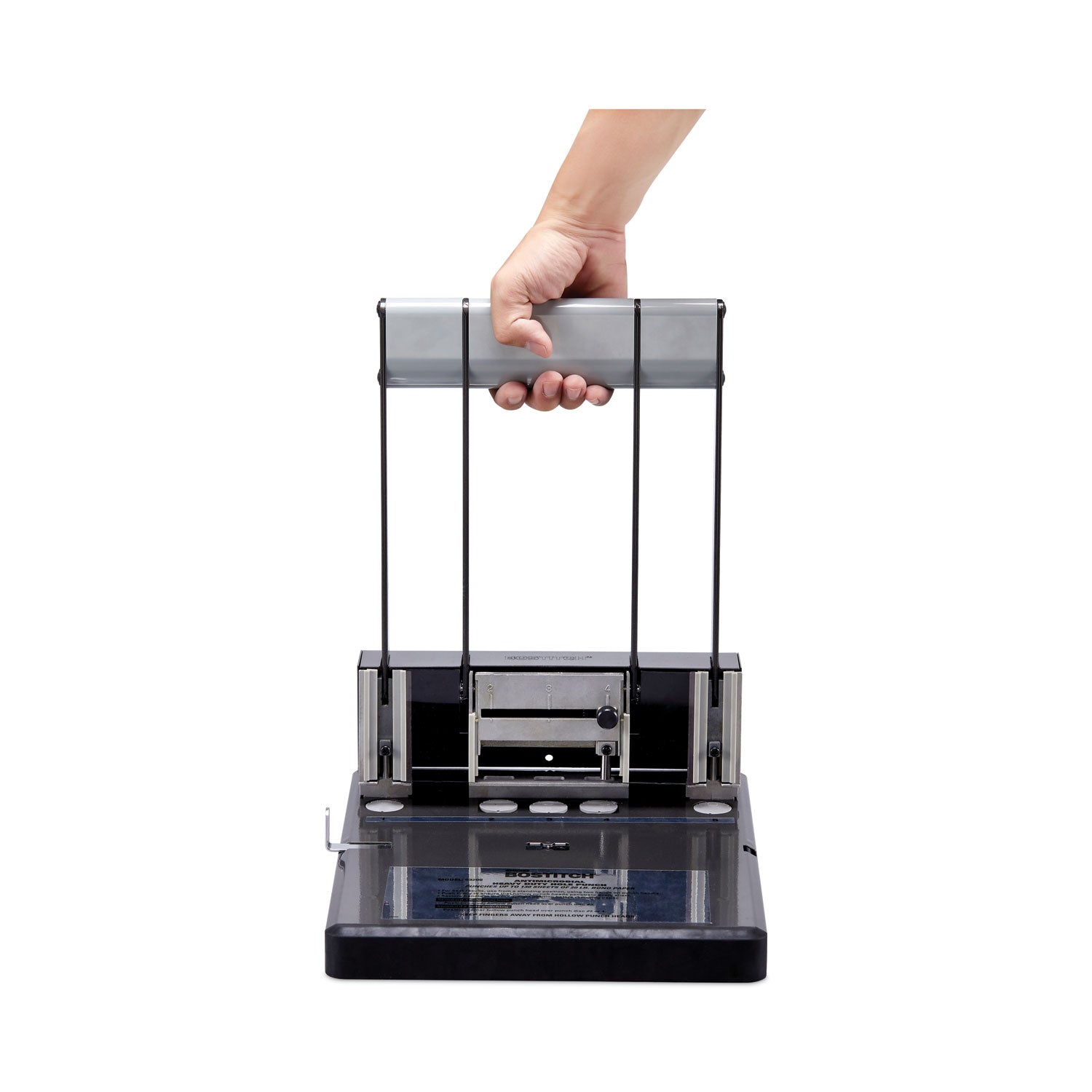 160-Sheet Antimicrobial Protected Xtreme Duty Adjustable Two- to Three-Hole Punch, 9/32" Holes, Black/Silver