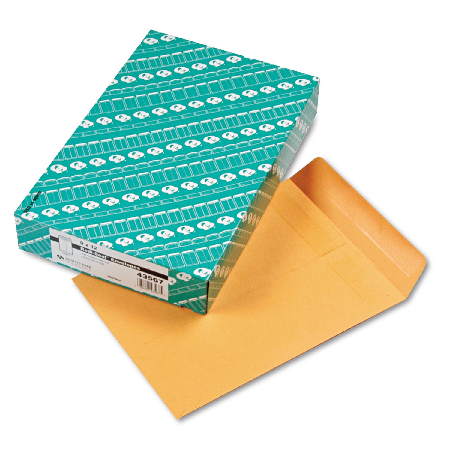 Redi-Seal Catalog Envelope, #10 1/2, Cheese Blade Flap, Redi-Seal Adhesive Closure, 9 x 12, Brown Kraft, 100/Box - 