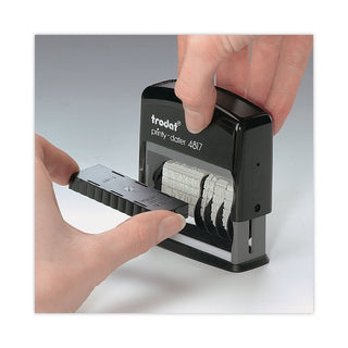 Printy Economy 12-Message Date Stamp, Self-Inking, 2" x 0.38", Black
