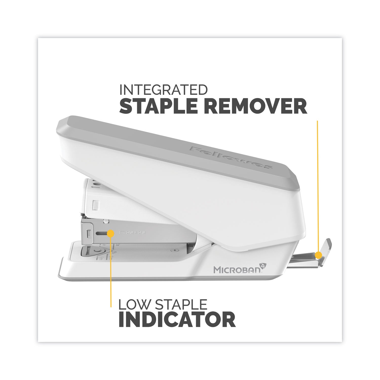 LX840 EasyPress Half Strip Stapler, 25-Sheet Capacity, White