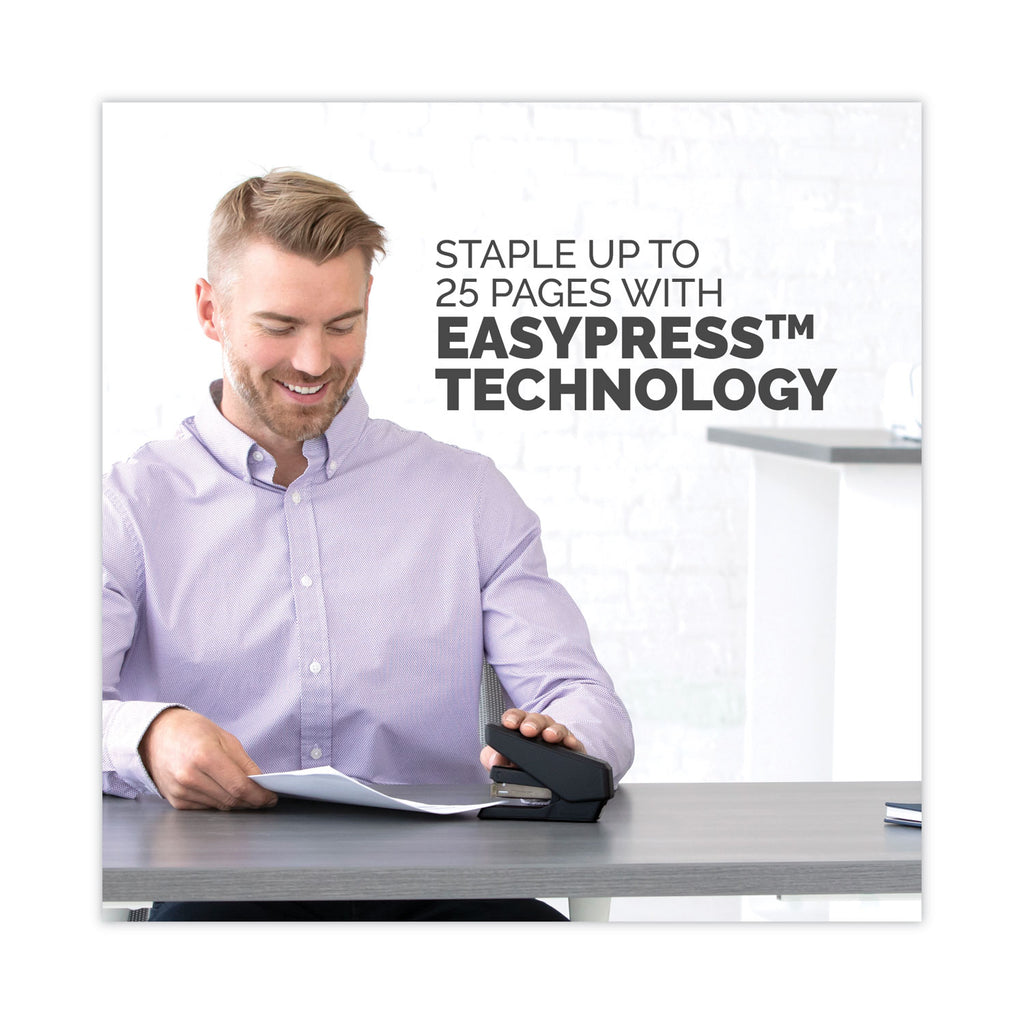 LX840 EasyPress Half Strip Stapler, 25-Sheet Capacity, Black
