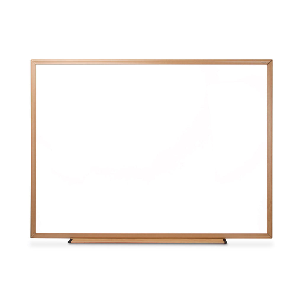 Deluxe Melamine Dry Erase Board, 48 x 36, Melamine White Surface, Oak Fiberboard Frame - 