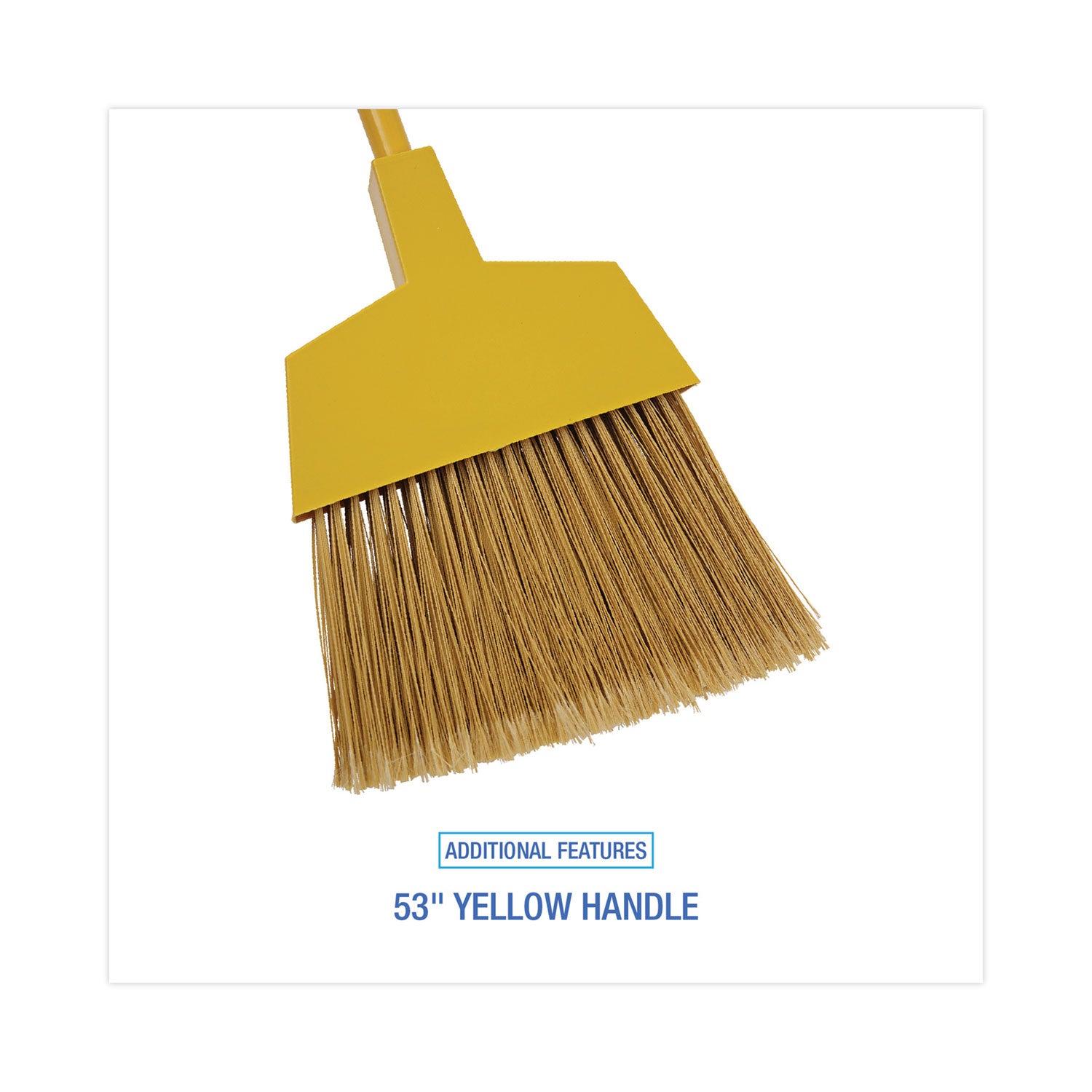 Poly Bristle Angler Broom, 53" Handle, Yellow, 12/Carton