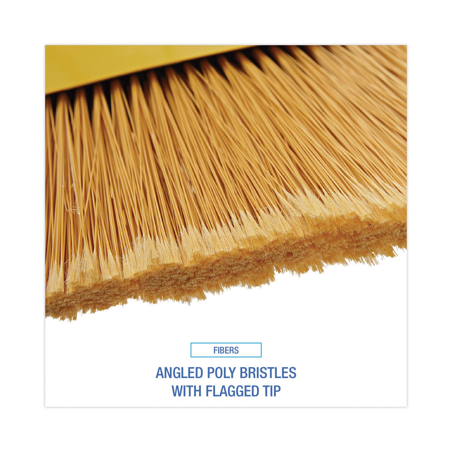 Poly Bristle Angler Broom, 53" Handle, Yellow, 12/Carton
