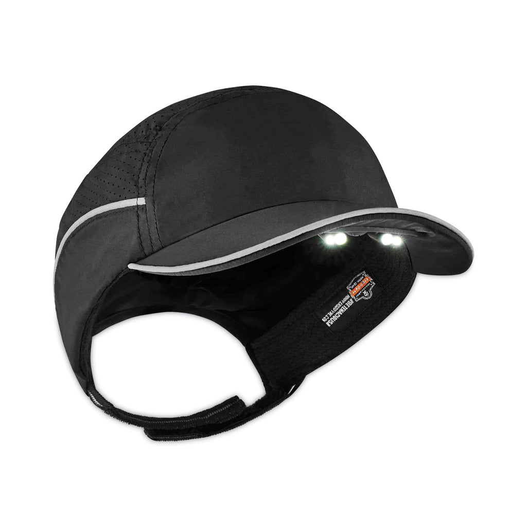 Skullerz 8965 Lightweight Bump Cap Hat with LED Lighting, Short Brim, Black, Ships in 1-3 Business Days