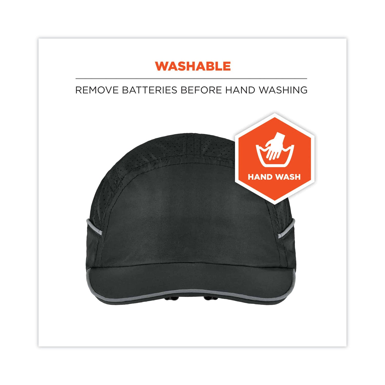 Skullerz 8965 Lightweight Bump Cap Hat with LED Lighting, Short Brim, Black, Ships in 1-3 Business Days