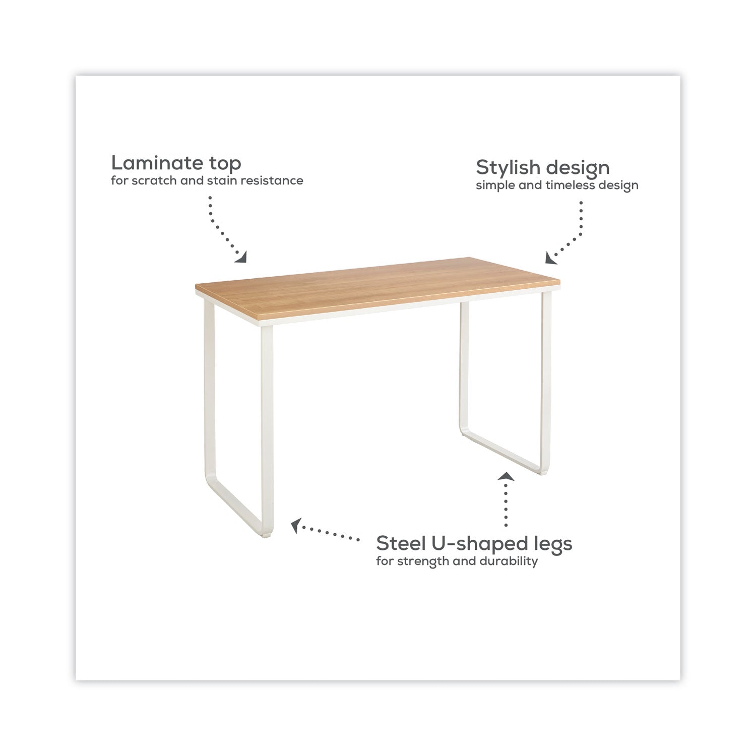 Steel Desk, 47.25" x 24" x 28.75", Beech/White - 