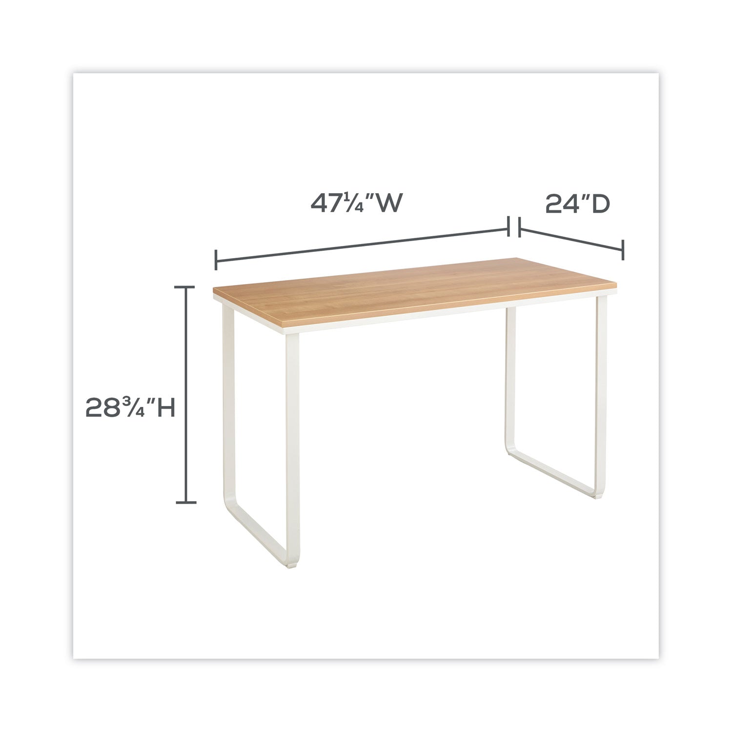 Steel Desk, 47.25" x 24" x 28.75", Beech/White - 