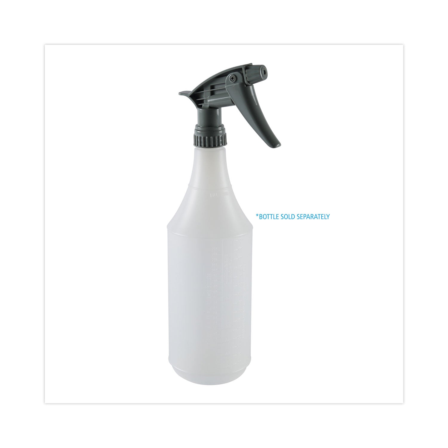 Chemical-Resistant Trigger Sprayer 320CR, 7.25" Tube, Fits16 oz Bottles, Gray, 24/Carton - 