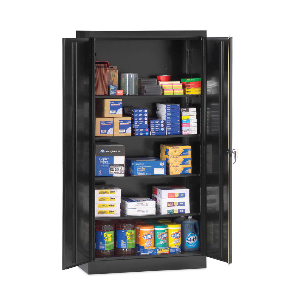 Assembled 72" High Heavy-Duty Welded Storage Cabinet, Four Adjustable Shelves, 36w x 18d, Black - 