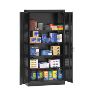 Assembled 72" High Heavy-Duty Welded Storage Cabinet, Four Adjustable Shelves, 36w x 18d, Black - 