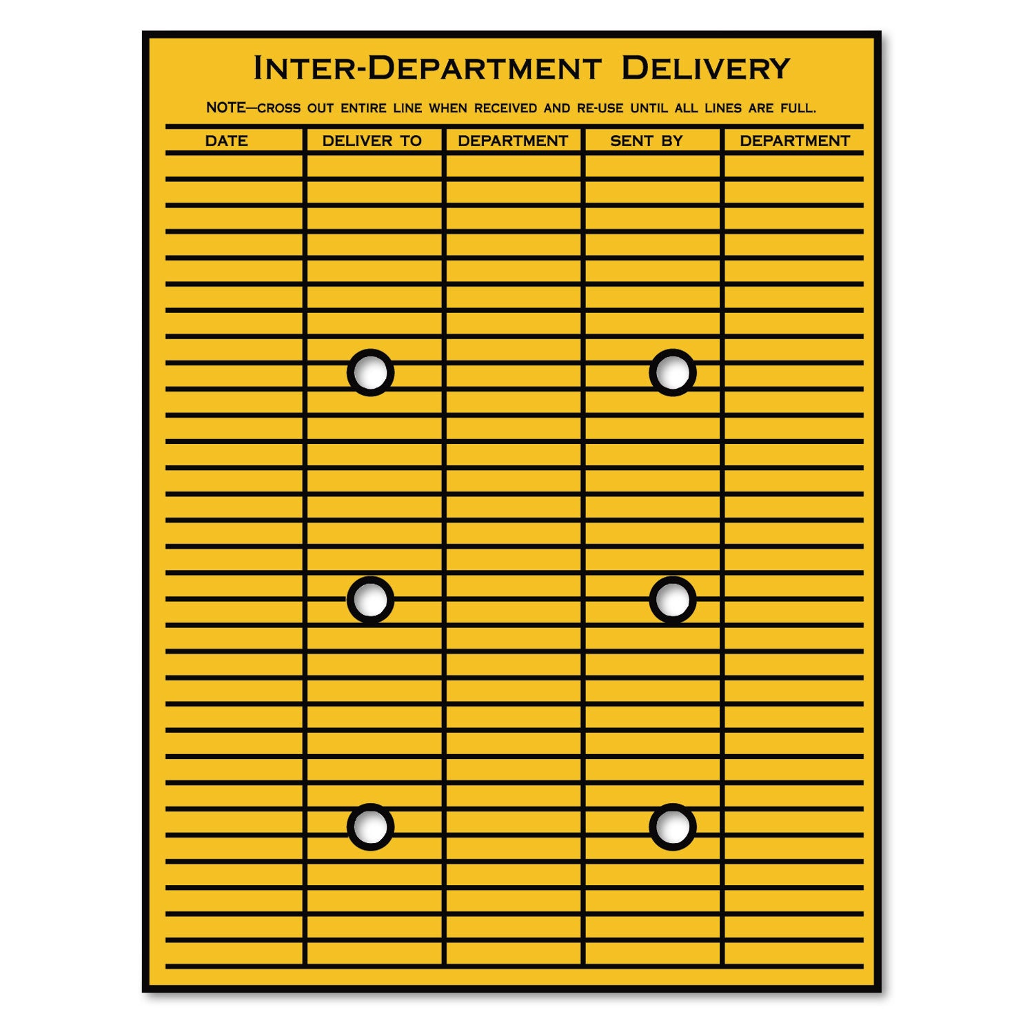 Brown Kraft String/Button Interoffice Envelope, #97, Two-Sided Five-Column Format, 52-Entries, 10 x 13, Brown Kraft, 100/CT - 