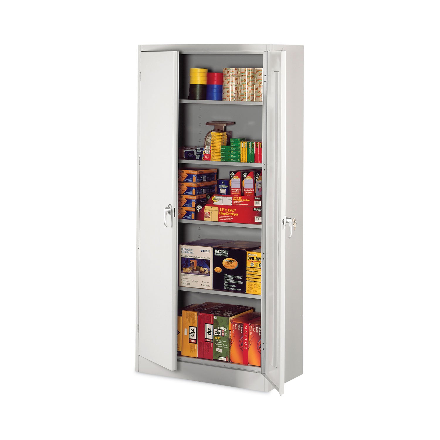 Assembled 78" High Heavy-Duty Welded Storage Cabinet, Four Adjustable Shelves, 36w x 24d, Light Gray - 