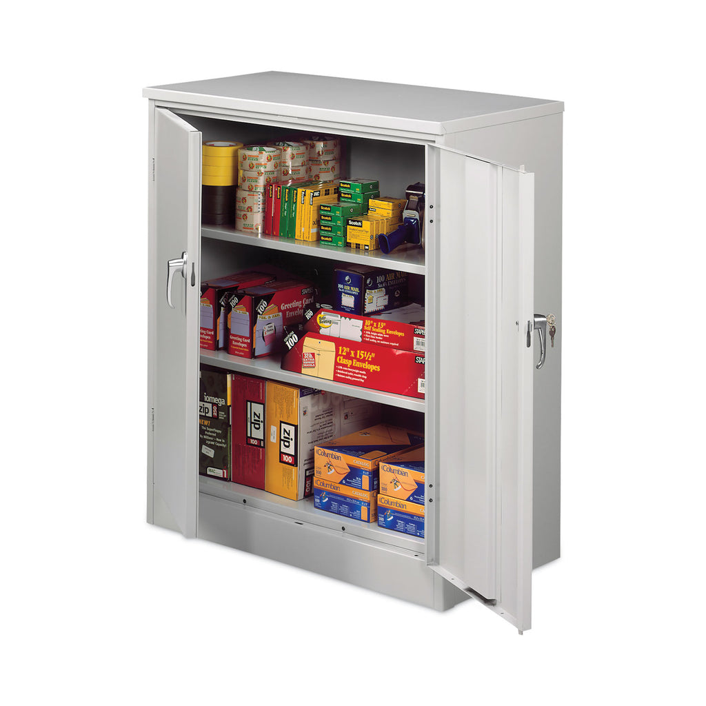 Assembled 42" High Heavy-Duty Welded Storage Cabinet, Two Adjustable Shelves, 36w x 18d, Light Gray - 