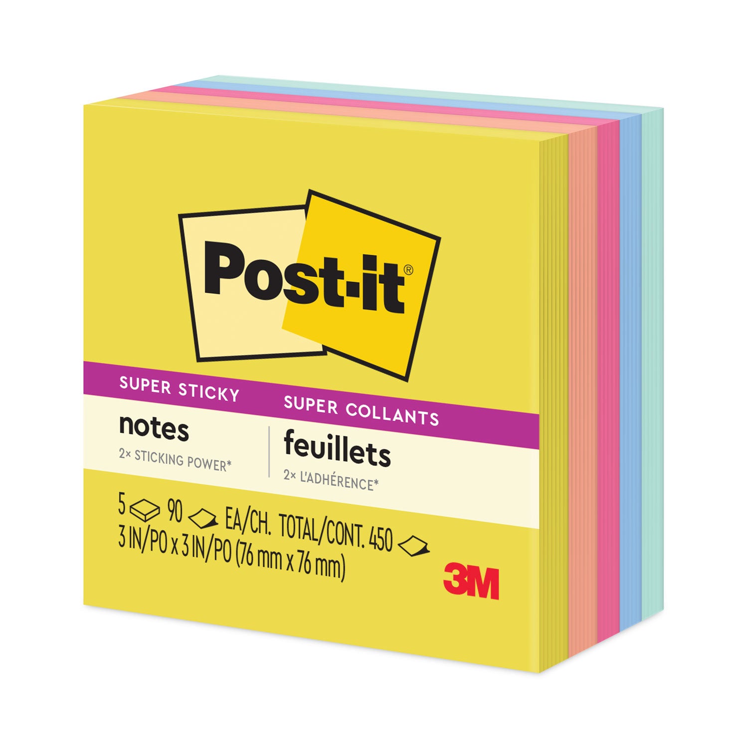 Note Pads in Summer Joy Collection Colors, 3" x 3", Summer Joy Collection Colors, 90 Sheets/Pad, 5 Pads/Pack
