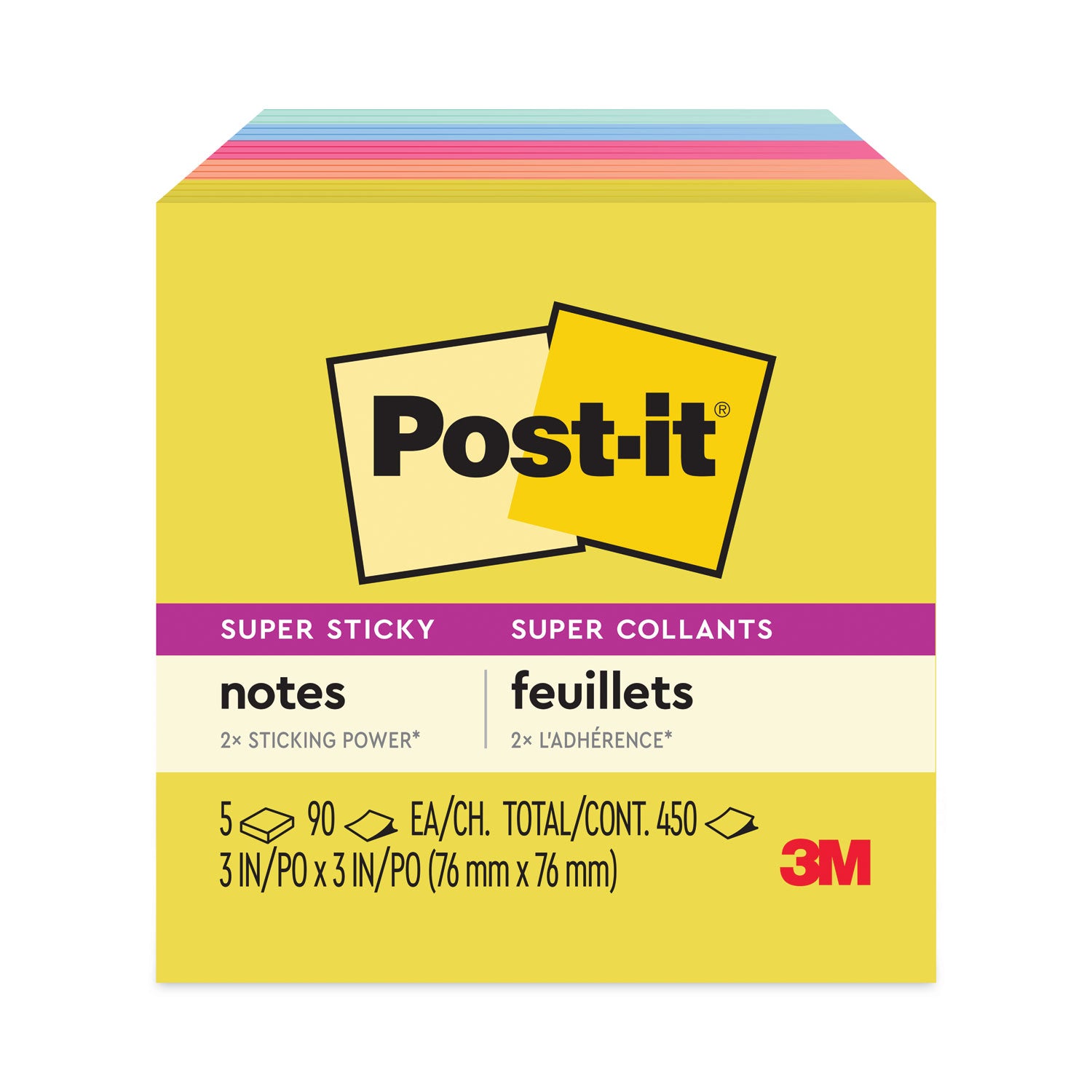 Note Pads in Summer Joy Collection Colors, 3" x 3", Summer Joy Collection Colors, 90 Sheets/Pad, 5 Pads/Pack
