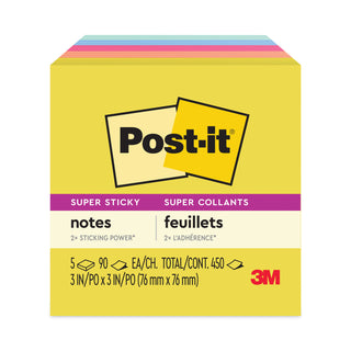 Note Pads in Summer Joy Collection Colors, 3" x 3", Summer Joy Collection Colors, 90 Sheets/Pad, 5 Pads/Pack