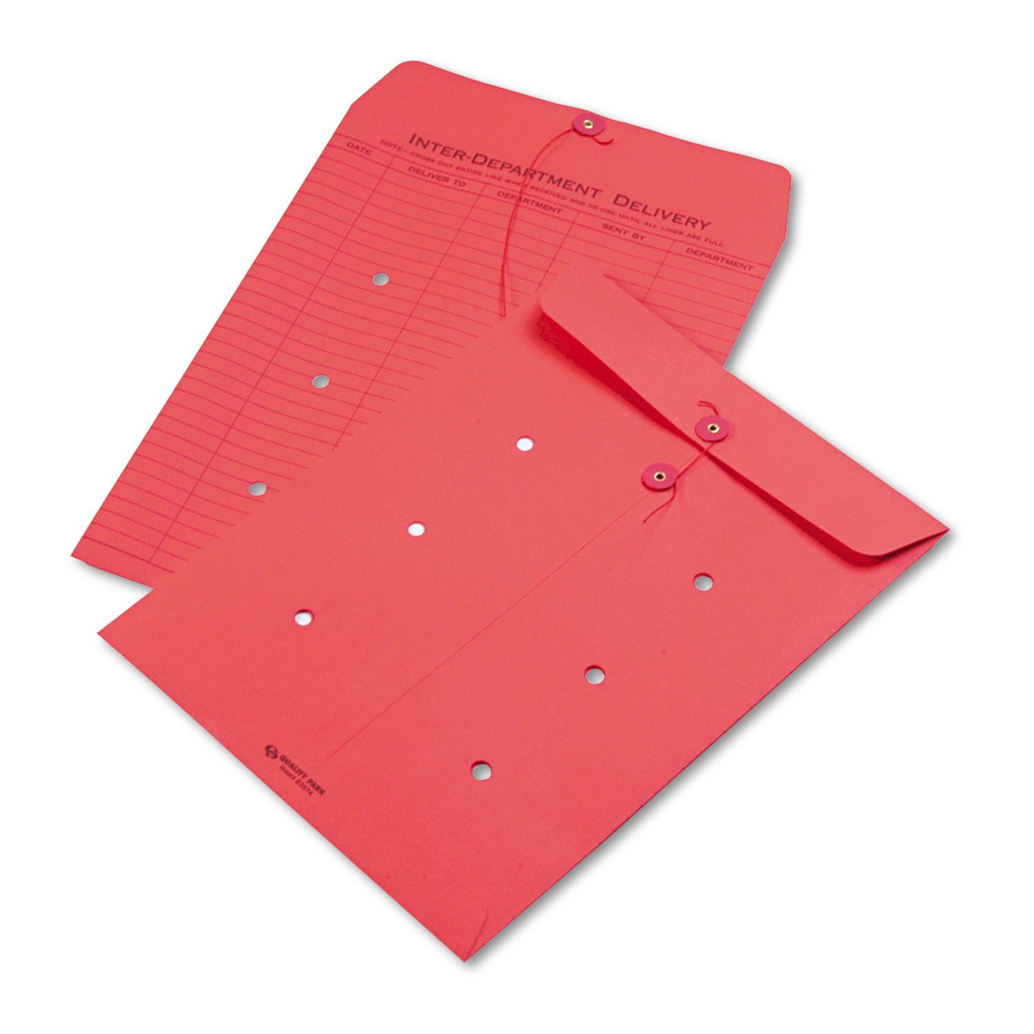 Colored Paper String and Button Interoffice Envelope, #97, One-Sided Five-Column Format, 10 x 13, Red, 100/Box - 