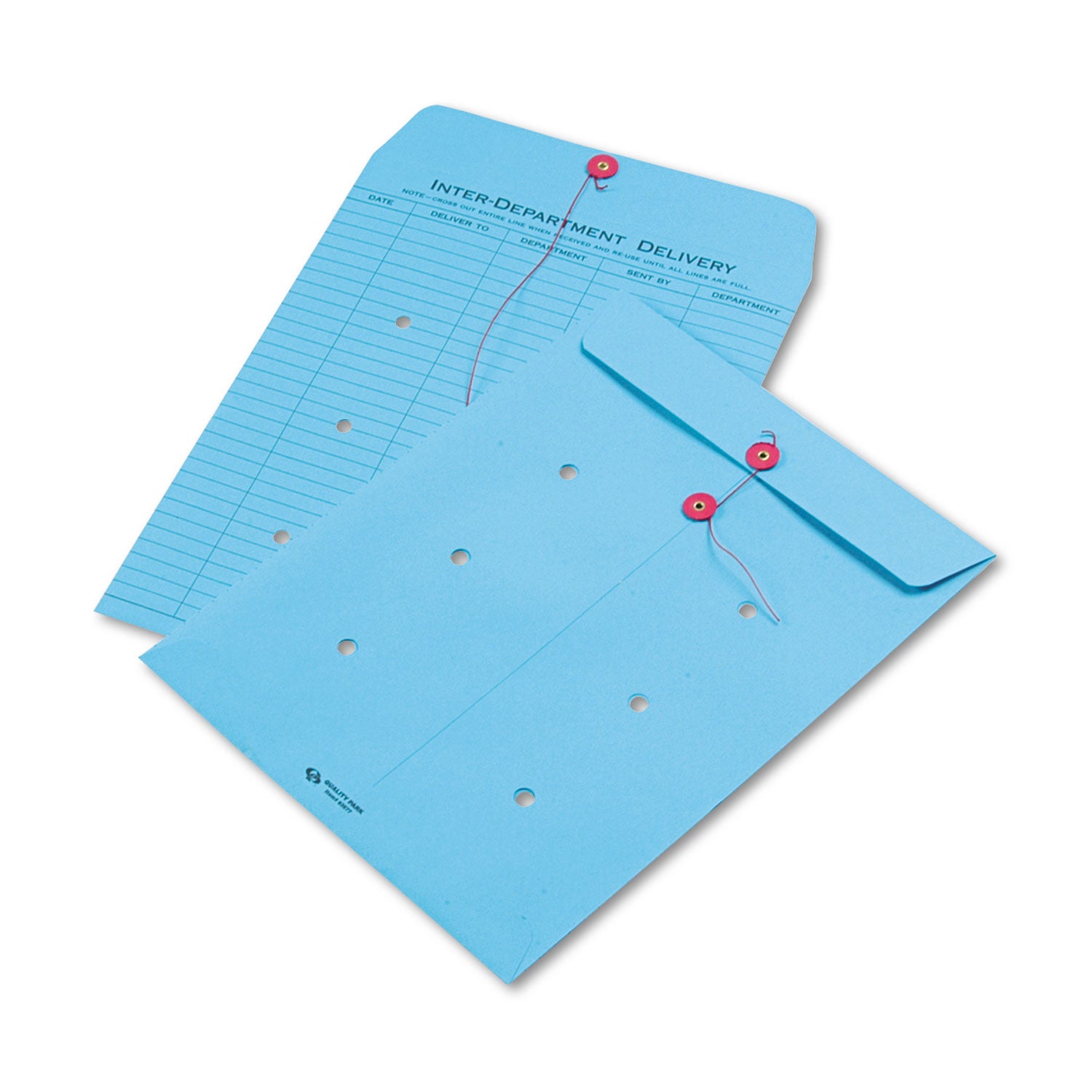 Colored Paper String and Button Interoffice Envelope, #97, One-Sided Five-Column Format, 10 x 13, Blue, 100/Box - 