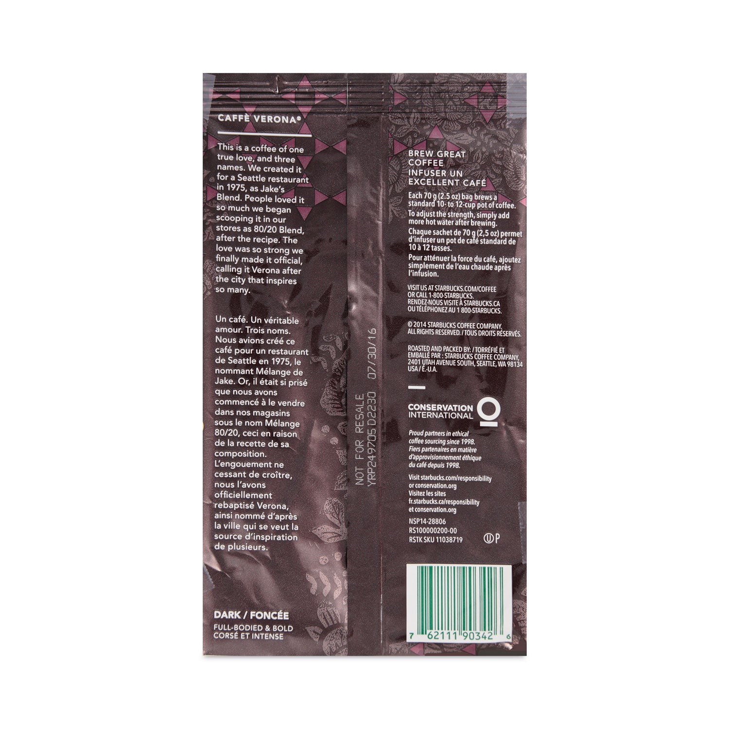Coffee, Caffe Verona, 2.5 oz Packet, 18/Box