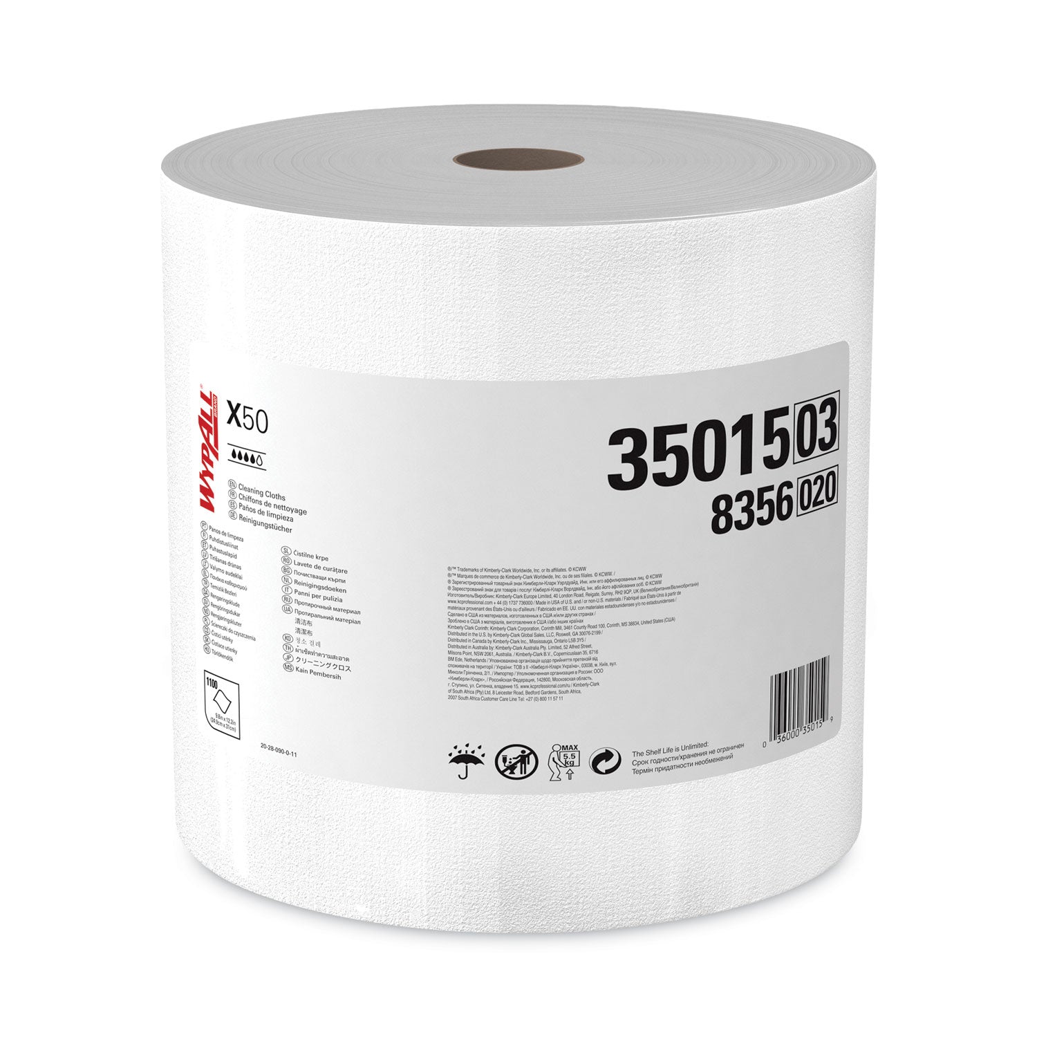 X50 Cloths, Jumbo Roll, 13.4 x 9.8, White, 1,100/Roll - 