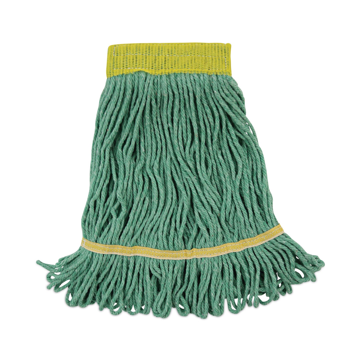 Super Loop Wet Mop Head, Cotton/Synthetic Fiber, 5" Headband, Small Size, Green, 12/Carton - 