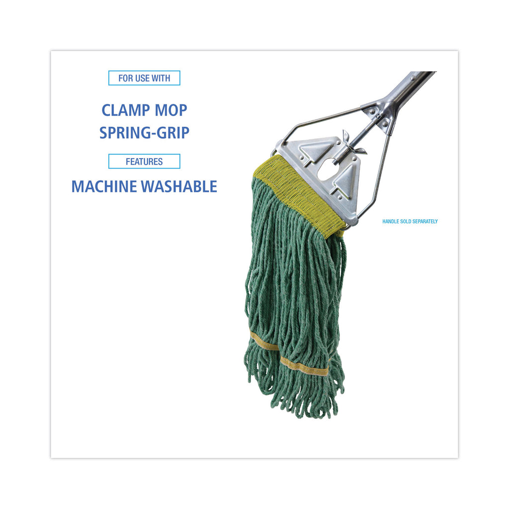 Super Loop Wet Mop Head, Cotton/Synthetic Fiber, 5" Headband, Small Size, Green, 12/Carton